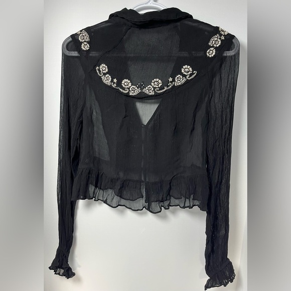 Free People Kasey Whimsygoth Top Black Chiffon Size M - Picture 3 of 8